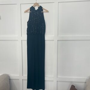 Elegant Black Sequin Evening Pant Junpsuit